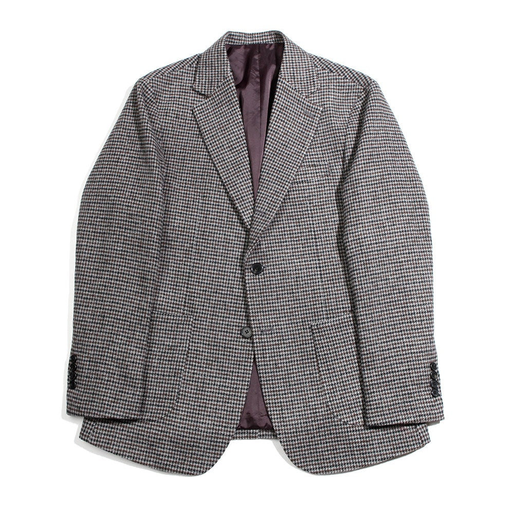 Classic Men's Wool Blend Single Suit Houndstooth Jacket / 3roll 2button Tailored Blazer Single Breasted Warm Jacket