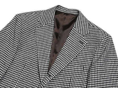 Classic Men's Wool Blend Single Sports Jacket / 3roll 2button Tailored Blazer Single Breasted Houndstooth Jacket