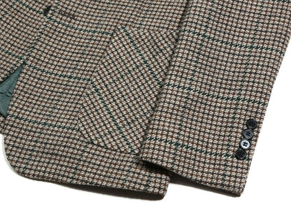 Classic Men's Wool Blend Tweed Single Suit Jacket / 3roll 2button Tailored Blazer Single Breasted Houndstooth Jacket