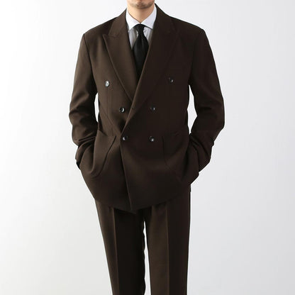 Classic Fit Men's Basic Double Breasted Suit Jacket in Brown Color / Double Breasted Blazer Jacket