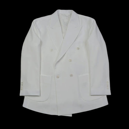 Classic Fit Men's Basic Double Breasted Suit Jacket in Ivory Color / Double Breasted Blazer Jacket