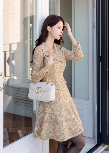 Elegant Feminin Tweed Mini Dress / Korean Style Mini Dress / Luxury wear Elegant Dress