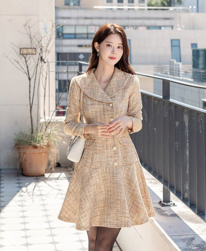 Elegant Feminin Tweed Mini Dress / Korean Style Mini Dress / Luxury wear Elegant Dress