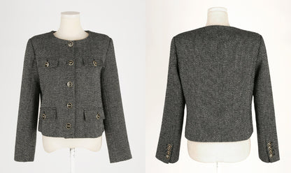 Elegant Classic Tweed Jacket Blazer for Women / Korean Style Classic Cardigan Autumn Winter Blazer / Long Sleeve Soft Jacket