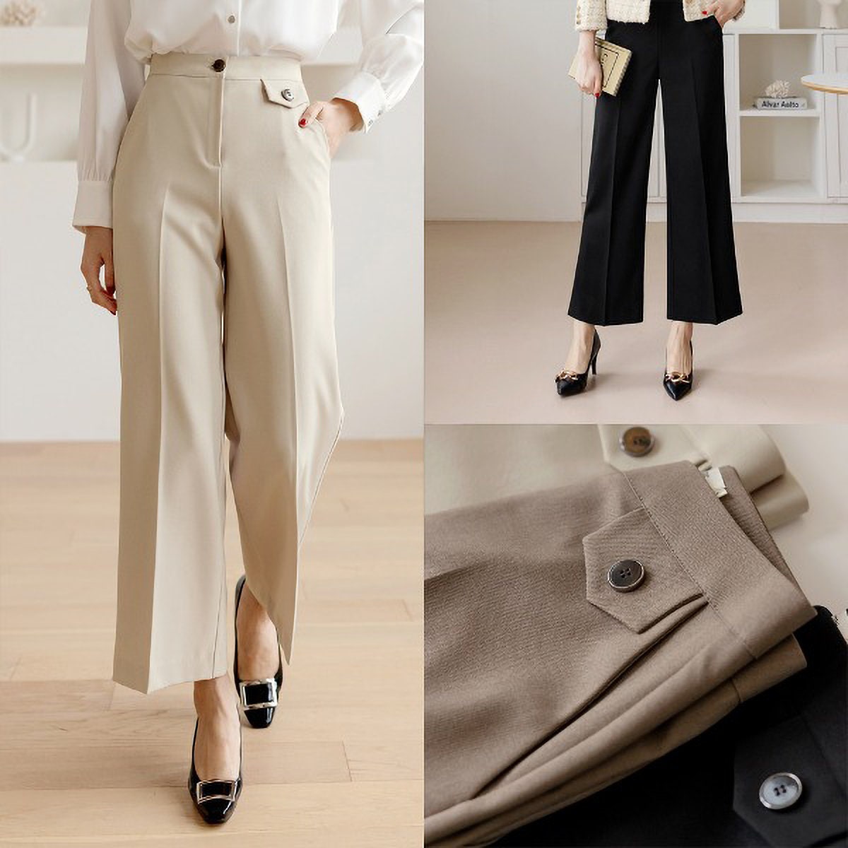 Comfortable Elegant Wide Slacks Pants for Women / Korean Style Women Wide Slacks / Comfortable Casual Office School Pants