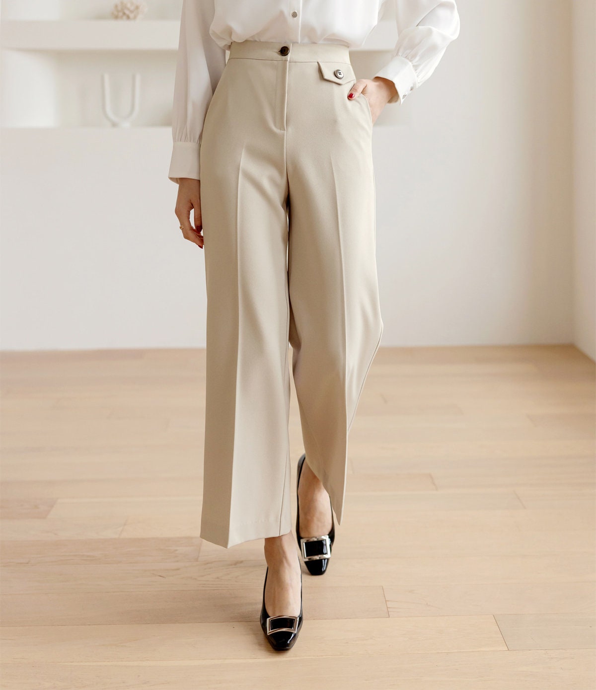 Comfortable Elegant Wide Slacks Pants for Women / Korean Style Women Wide Slacks / Comfortable Casual Office School Pants