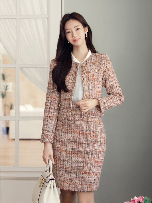 Elegant Tweed Jacket Blazer for Fall Winter / Korean Style Classic Set up Jacket / Long Sleeve Soft Jacket / Luxury wear Elegant Jacket