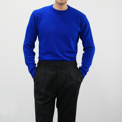 Classic Men's Warm Crew Neck Long Sleeve Knit Top / Korean Style Men Clothes / Office Look Top / Everyday Basic Soft Knit Top