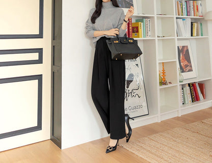 Comfortable Elegant Wide Slacks Pants for Women / Korean Style Women Two Pintuck Wide Slacks / Comfortable Casual Office School Pants