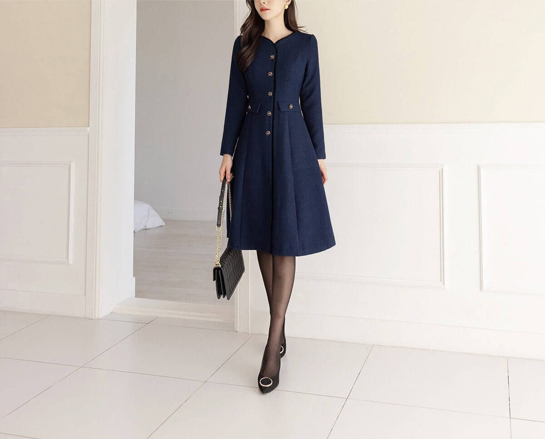 slim fit dress slacks Classic Elegant Tweed Flare Dress – STUDIO731