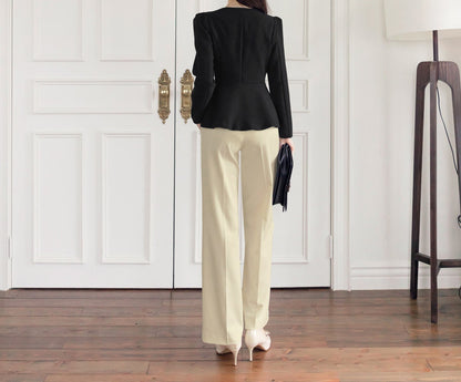 Comfortable Elegant Wool blend Straight Slacks / Korean Style Women Daily Pants / Comfortable Office School Pants for Fall Winter