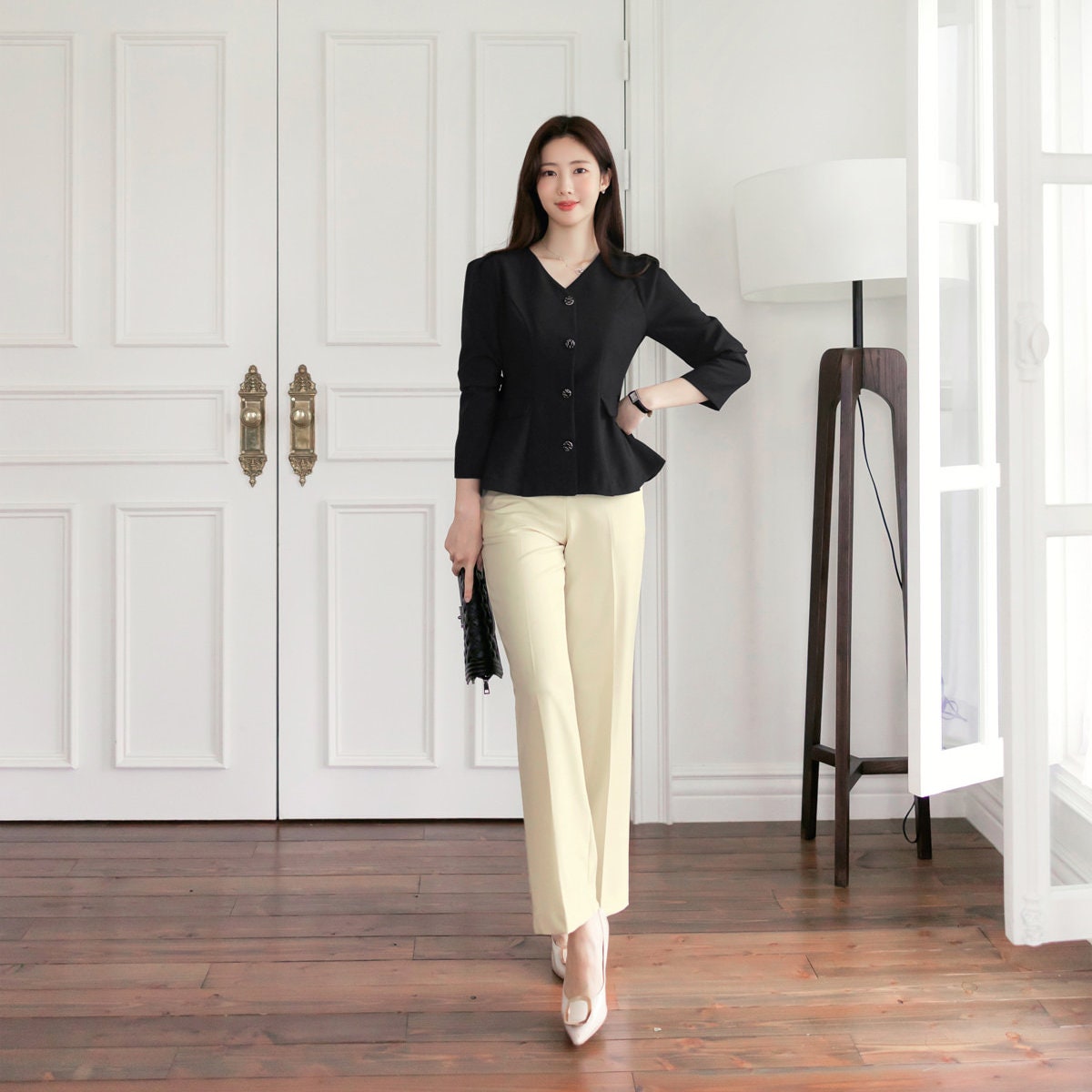 Comfortable Elegant Wool blend Straight Slacks / Korean Style Women Daily Pants / Comfortable Office School Pants for Fall Winter