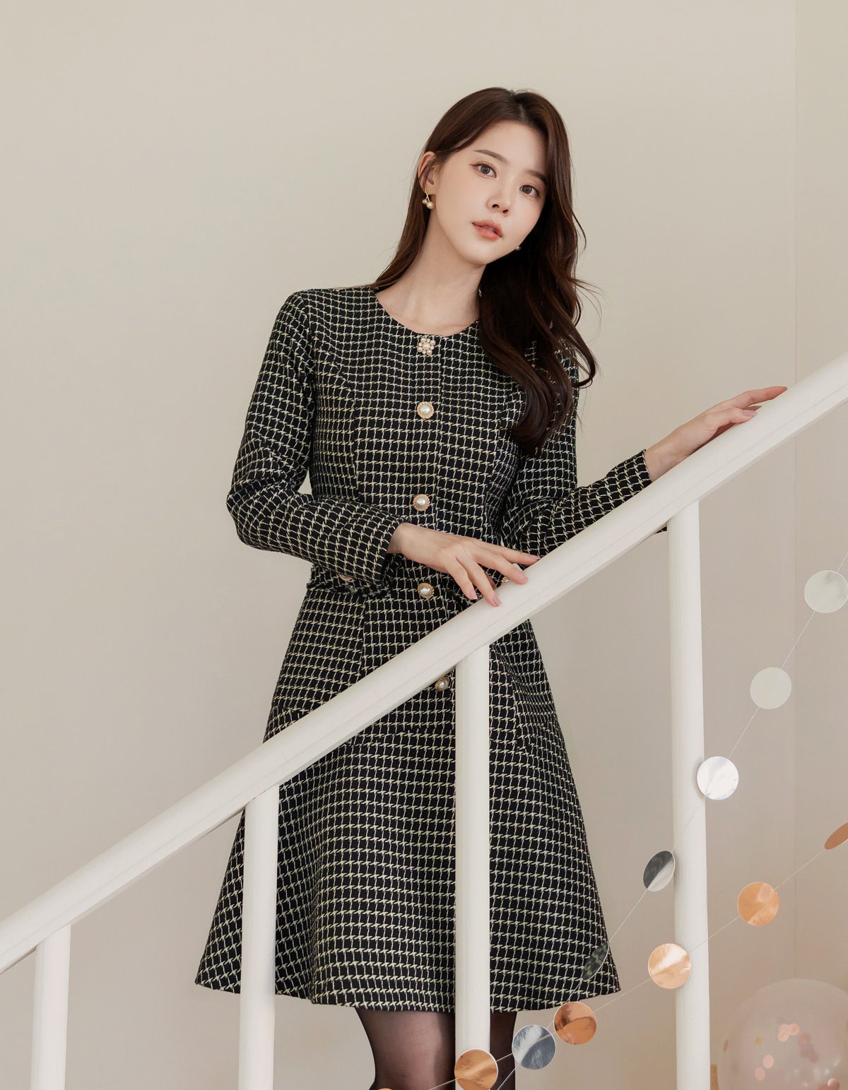 Feminine Elegant Tweed Mini Dress / Korean Style Warm Mini Dress / Luxury wear Elegant Party Dress