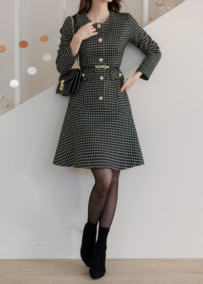 Feminine Elegant Tweed Mini Dress / Korean Style Warm Mini Dress / Luxury wear Elegant Party Dress