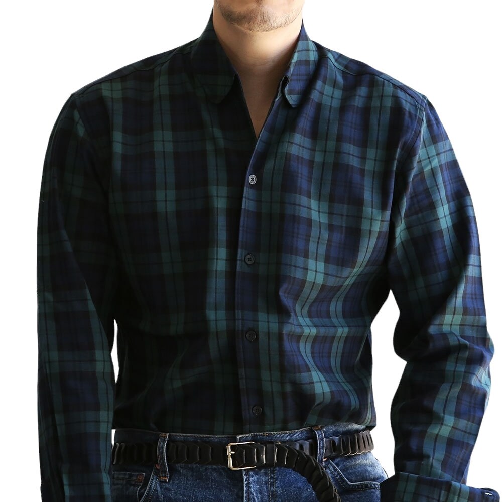 Classic Men's Long Sleeve Top Check Pattern Shirts / Korean Style Men Clothes / Office Look Top / Everyday Basic Soft Cotton Shirts