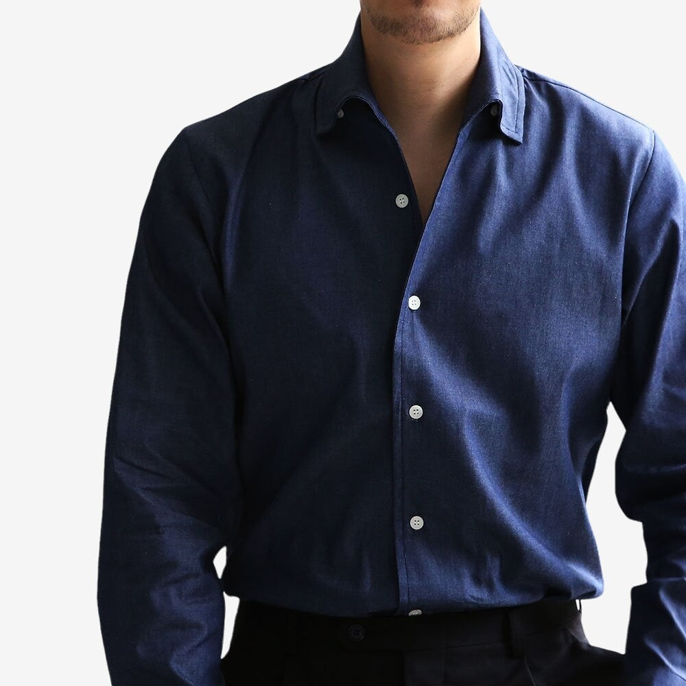 Classic Men's Long Sleeve Top Denim Dress Shirts / Korean Style Men Clothes / Office Look Top / Everyday Basic Soft Cotton Shirts