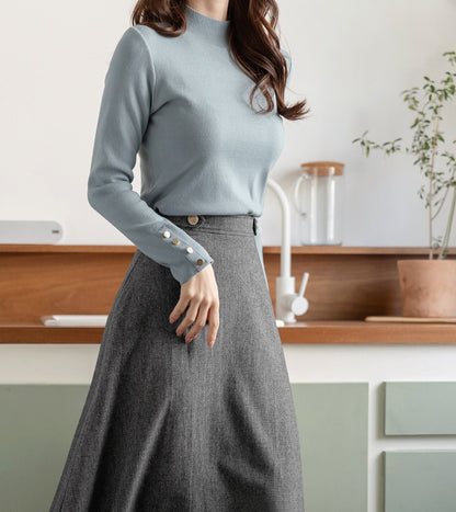 Long Sleeve Knit Top / Korean Style Women Clothes / Office Look Top / Everyday Basic Soft Knit Top