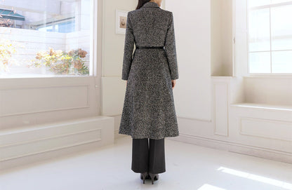 Elegant Feminine Classic Warm Coat with Belt / Korean Style Coat Jacket for Women / Women Long Single Coat