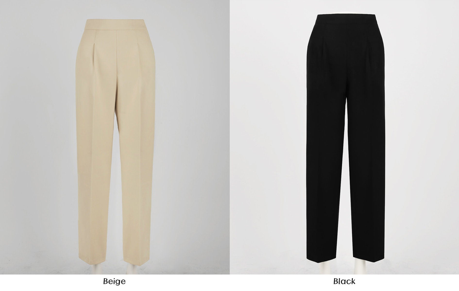 Comfortable Elegant Pin-Tuck Straight Slacks / Korean Style Women Semi-Wide Pants / Comfortable Office School Pants for Fall Winter