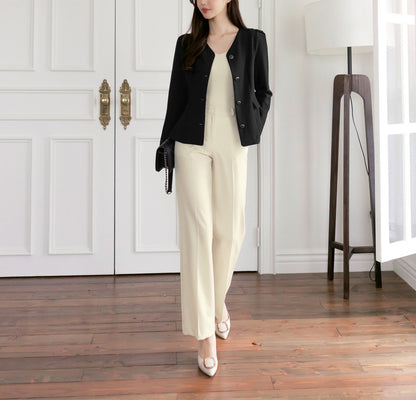 Comfortable Elegant Wool blend Straight Slacks / Korean Style Women Daily Pants / Comfortable Office School Pants for Fall Winter