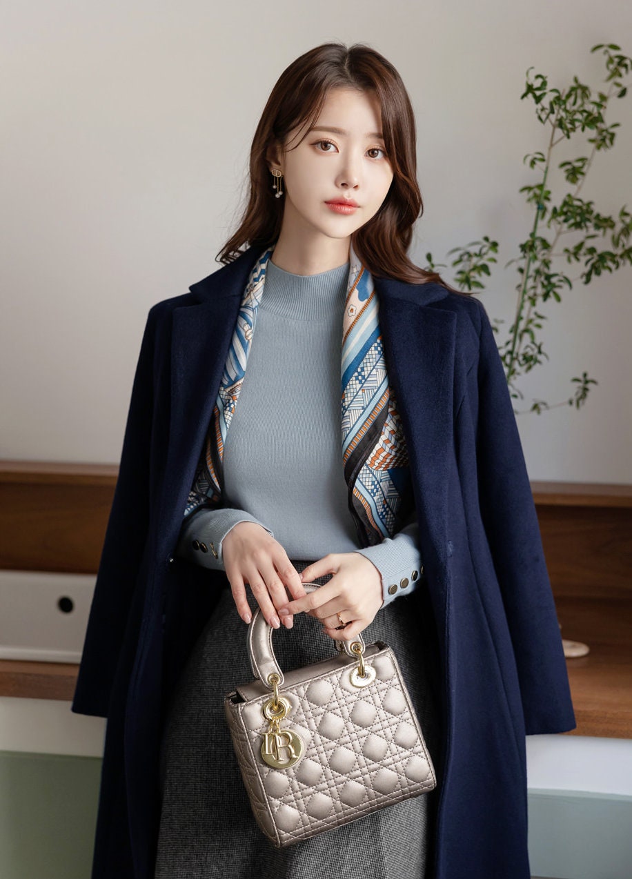 Long Sleeve Knit Top / Korean Style Women Clothes / Office Look Top / Everyday Basic Soft Knit Top