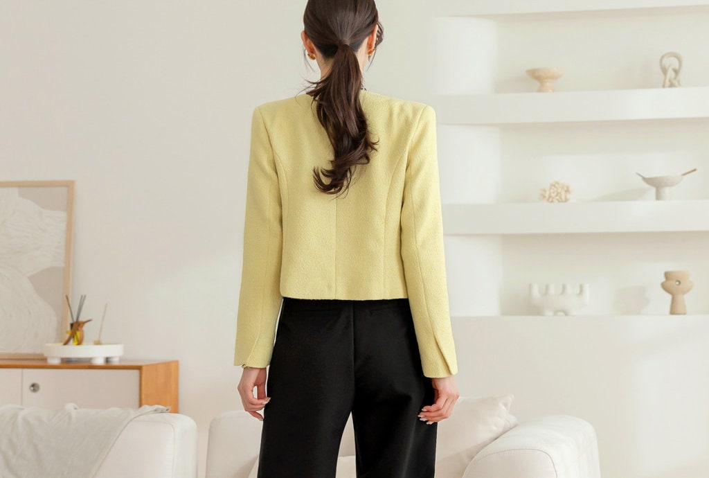 Elegant Warm Soft Tweed Jacket Blazer / Korean Style Classic Cardigan Spring Fall Blazer / Long Sleeve Soft Jacket for Women