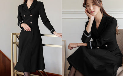 Feminine Elegant Flare Dress / Korean Style Feminine Midi Dress / Luxury wear Elegant Party Dress