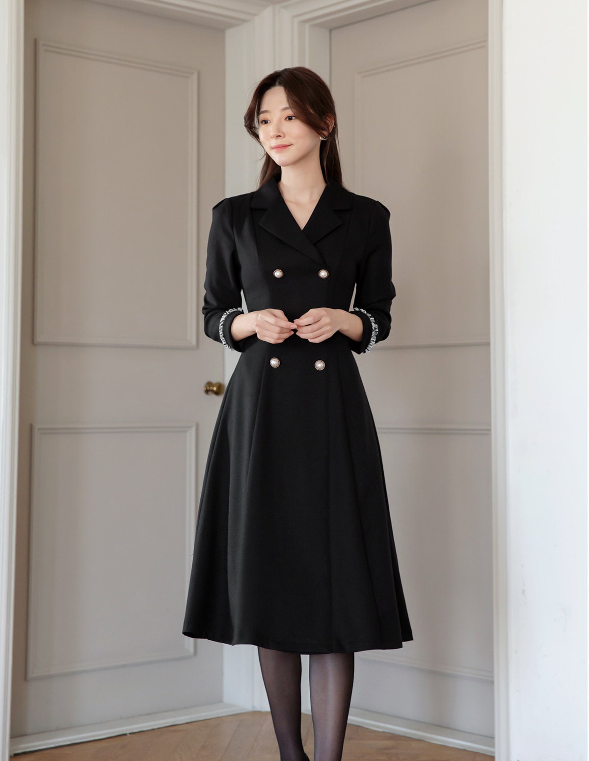 Feminine Elegant Flare Dress / Korean Style Feminine Midi Dress / Luxury wear Elegant Party Dress