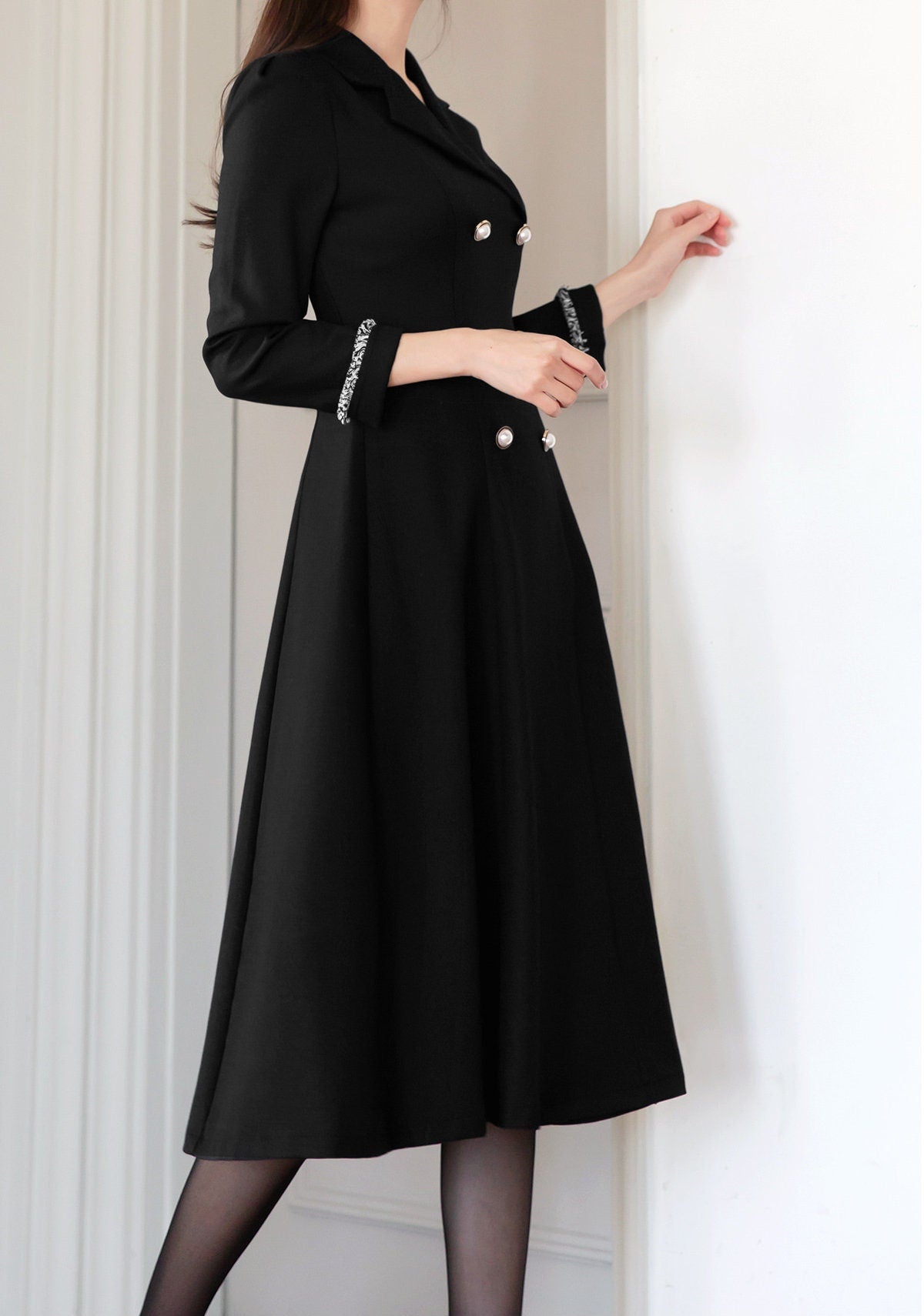 Feminine Elegant Flare Dress / Korean Style Feminine Midi Dress / Luxury wear Elegant Party Dress