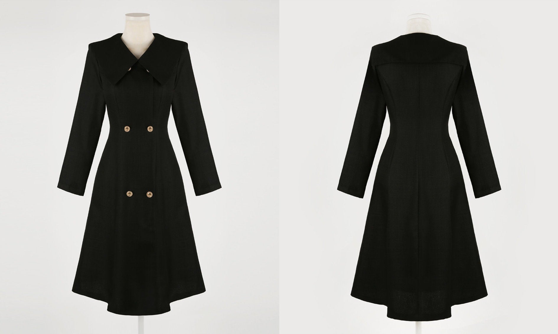 Elegant Feminin Sailor Wide collar Double Breasted Tweed Dress / Korean Style Modern Chic Dress / Jacket Coat Style Dress