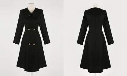 Elegant Feminin Sailor Wide collar Double Breasted Tweed Dress / Korean Style Modern Chic Dress / Jacket Coat Style Dress