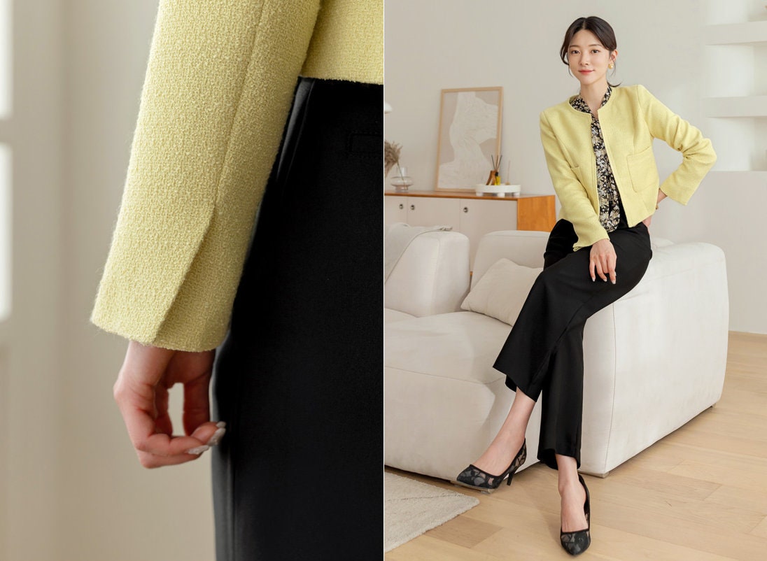 Elegant Warm Soft Tweed Jacket Blazer / Korean Style Classic Cardigan Spring Fall Blazer / Long Sleeve Soft Jacket for Women