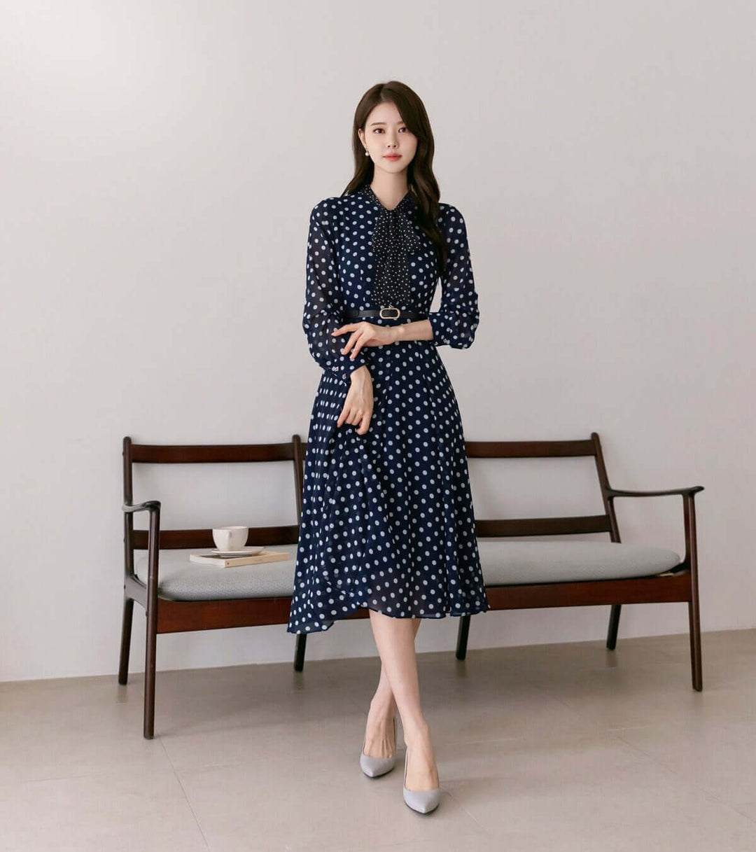 korean style chiffon dress Floral Dress Korean Style Irregular Split One Piece Long Chiffon Dress pic / S
