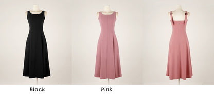 Elegant Feminin Sleeveless Flare Dress / Korean Style Midi Dress / Clasic Simple Sleeveless Dress for Women