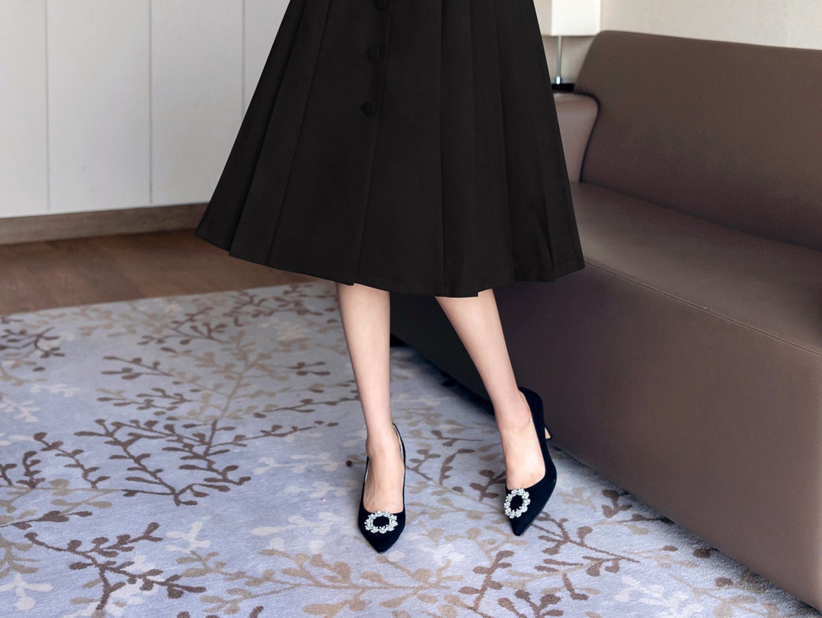 Korean Style Single Breasted Blazer Dress / V Neck Elegant Feminin Black Dress / Jacket Style Modern Chic Midi Dress