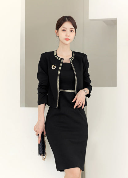 Elegant Feminin Slim Fit Square Neck Sleeveless Black Dress / Korean Style Mini Dress / Clasic Simple Sleeveless Dress for Women