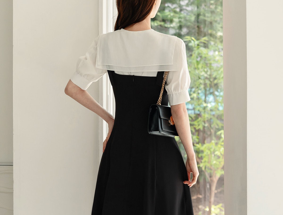 Elegant Feminin Sleeveless Flare Dress / Korean Style Midi Dress / Clasic Simple Sleeveless Dress for Women