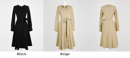 Classic Elegant Pleated Mini Dress with Strap Belt / Korean Style Mini Flare Dress / Elegant Daily Basic Dress