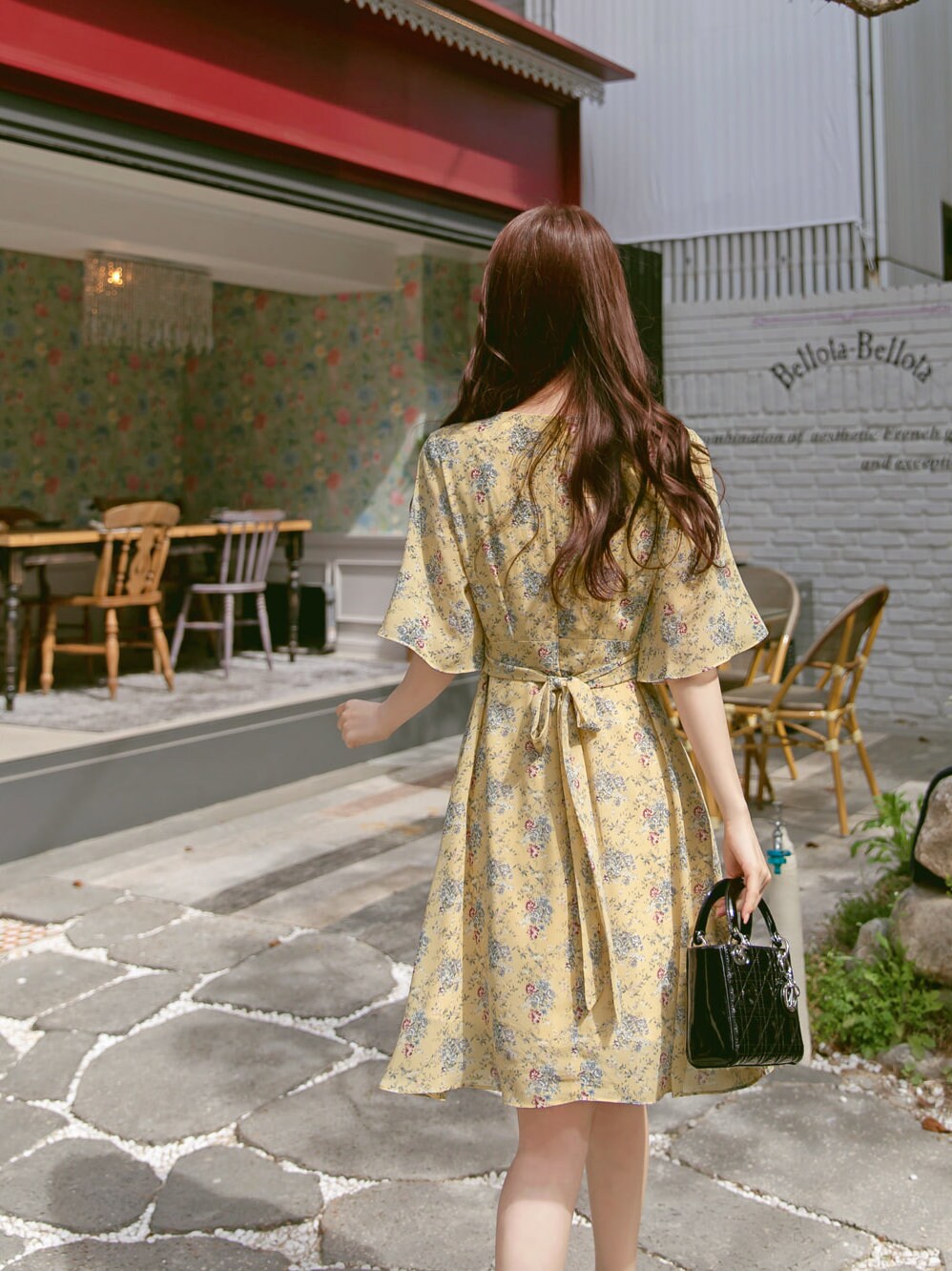 Floral Pattern Spring Summer Mini Dress / Korean Style Women Midi Dress / Short Sleeve Dress / Feminin Elegant Dress