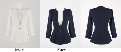 Elegant Feminin 3/4 Sleeve Peplum Style Jacket / Korean Style Summer Jacket / Daily Jacket Top for Women