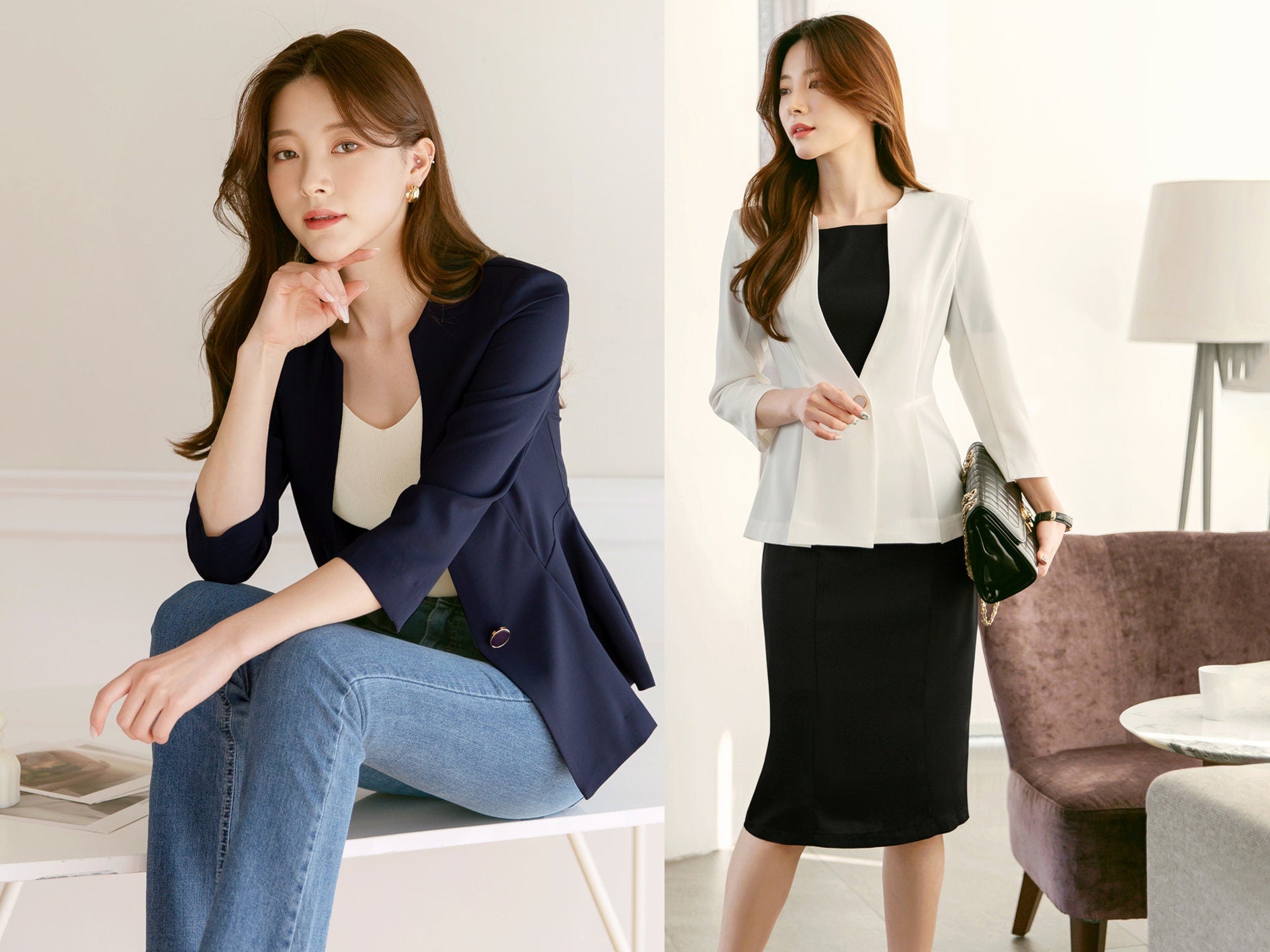 Elegant Feminin 3/4 Sleeve Peplum Style Jacket / Korean Style Summer Jacket / Daily Jacket Top for Women