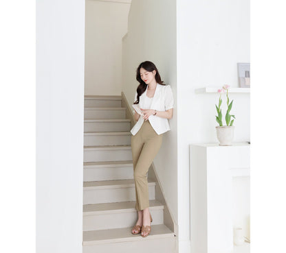 Elegant Feminin Puff Sleeve Peplum Style Jacket / Korean Style Tailored Collar Summer Jacket / Short Sleeve Top Daily Jacket for Women