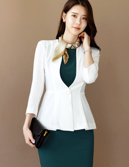 Elegant Feminin 3/4 Sleeve Peplum Style Jacket / Korean Style Summer Jacket / Daily Jacket Top for Women