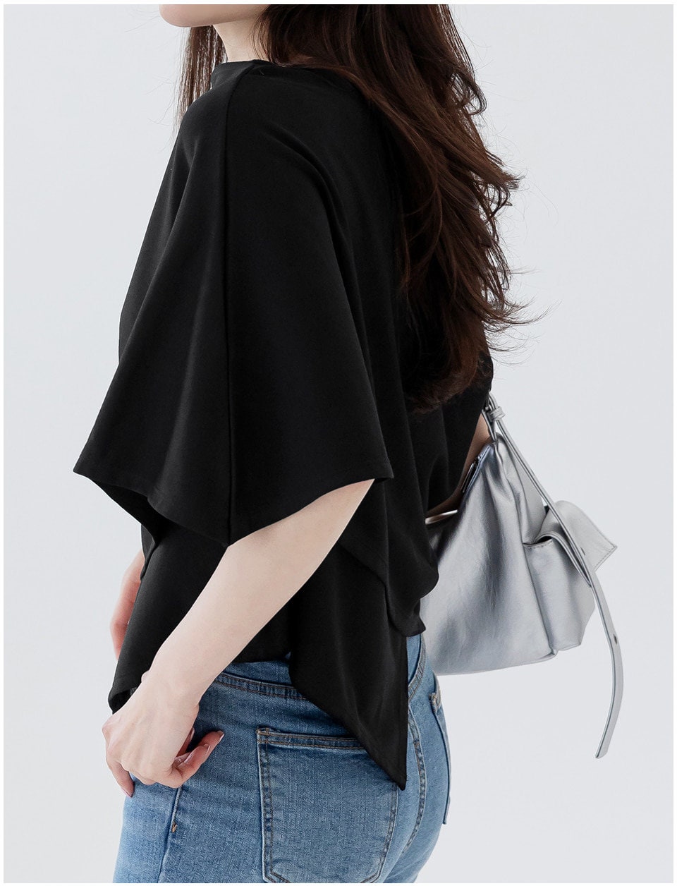 Spring Summer Loose Fit Cross Cape Top / Korean Style Women Clothes / Office Look Basic Top / Everyday Soft Blouse