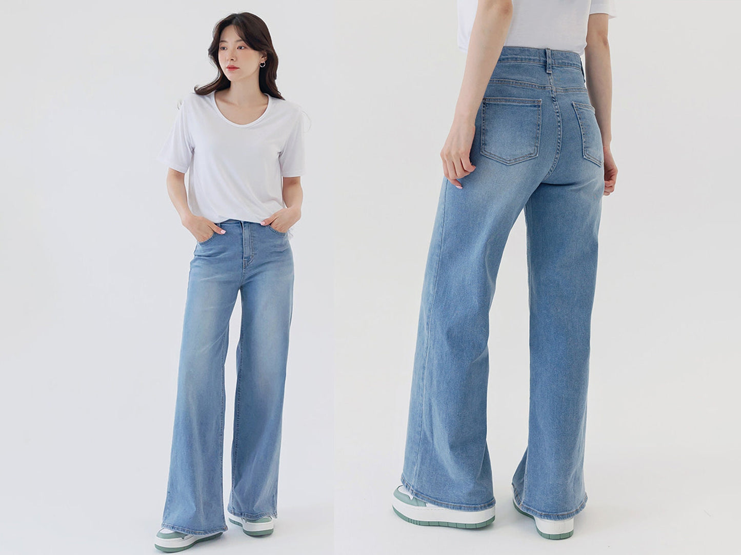 Comfortable Boot Cut Wide Denim Pants for Women / Korean Style Women Wide Slacks / Comfortable Casual Office School Jeans