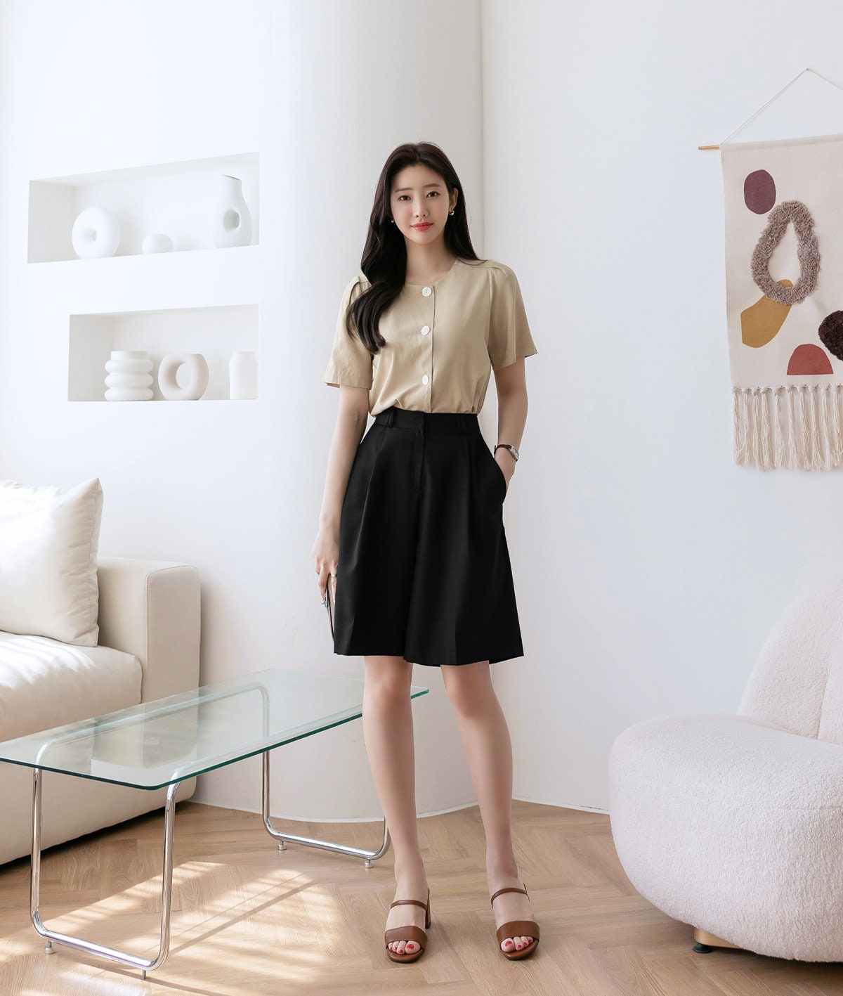 Elegant Feminin Half Pants / Korean Style Daily Short Pants / Clasic Simple Summer Pants