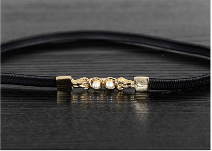 Elegant Feminine Gold and Pearl Ornament Belt / Korean Style Pearl Jewel Elastic Belt / Luxury wear Elegant Belt