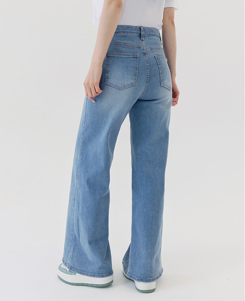 Comfortable Boot Cut Wide Denim Pants for Women / Korean Style Women Wide Slacks / Comfortable Casual Office School Jeans