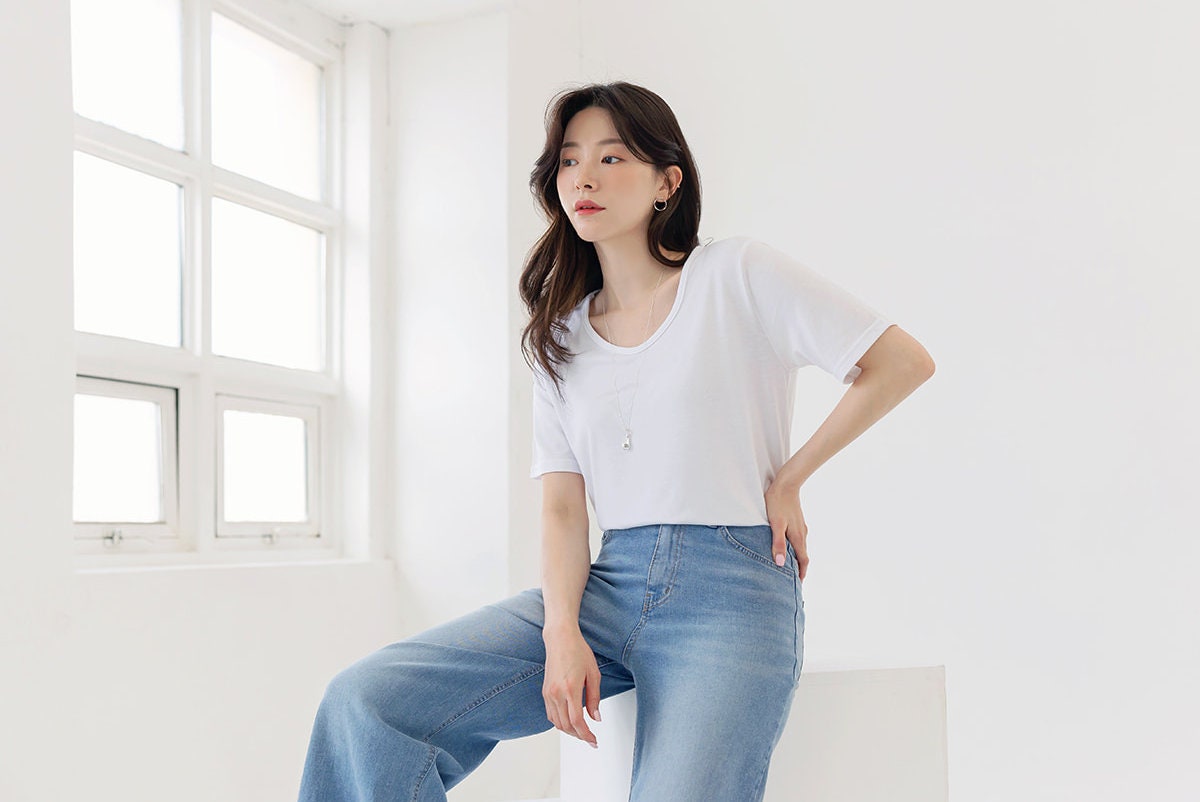 Comfortable Boot Cut Wide Denim Pants for Women / Korean Style Women Wide Slacks / Comfortable Casual Office School Jeans