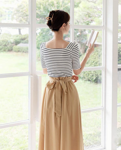 Elegant Feminin Elastic Waist Band Flare Skirt / Korean Style Party Dress Skirt / Spring Fall Daily Dressy Midi Skirt